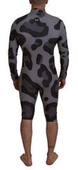 Dolce & Gabbana Grau gemusterter Polyester-Neoprenanzug Bademode