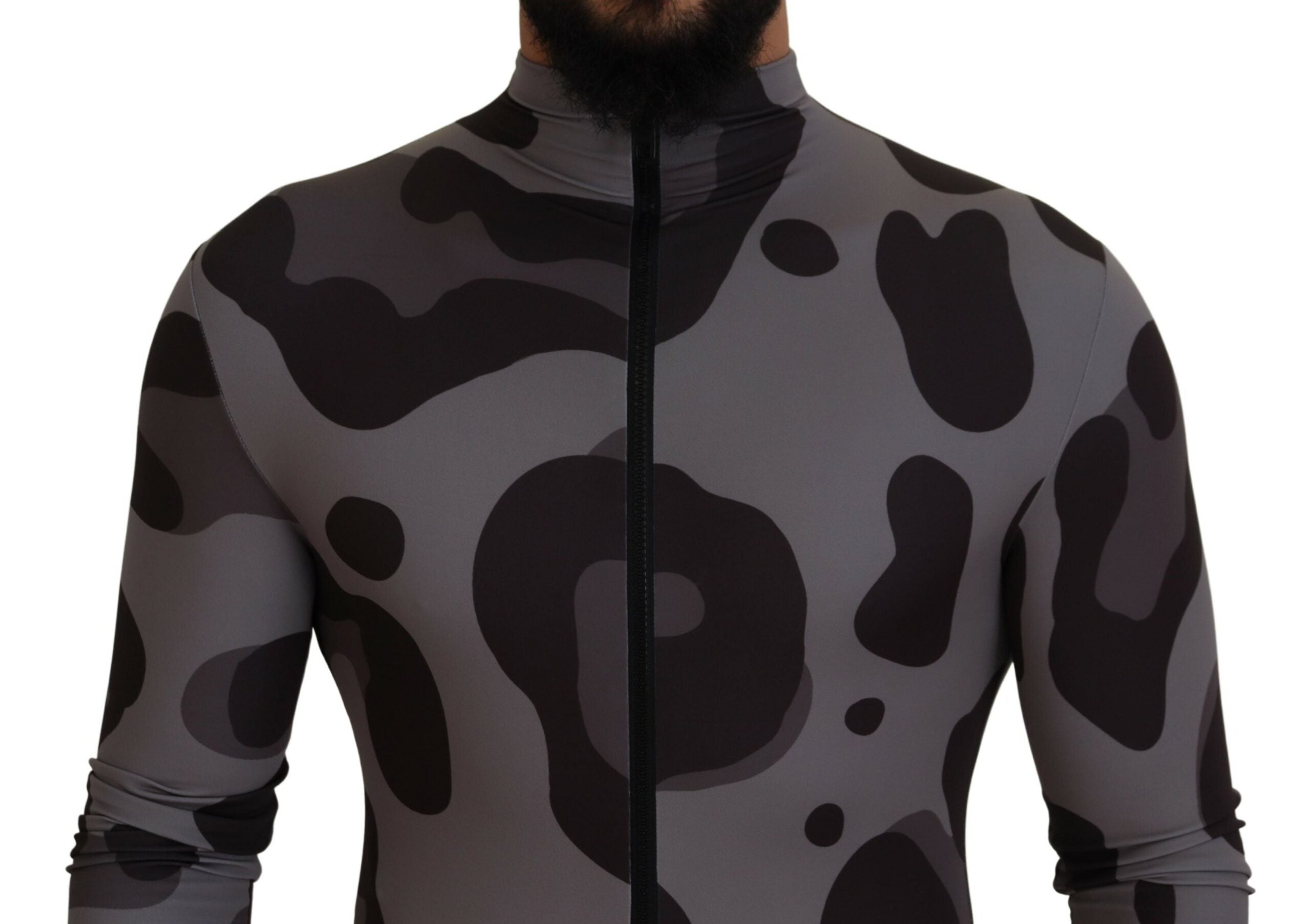 Dolce & Gabbana Grau gemusterter Polyester-Neoprenanzug Bademode