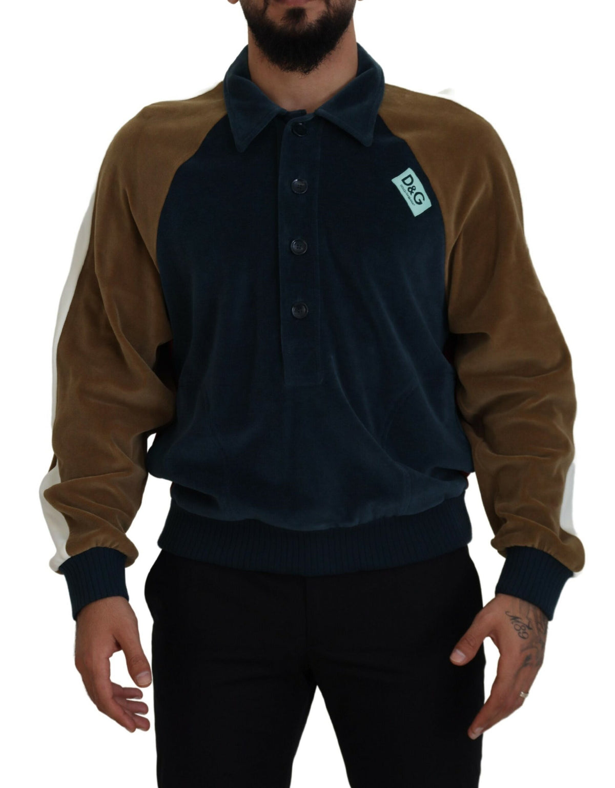 Dolce & Gabbana Pullover mit Kragen aus mehrfarbiger Baumwolle
