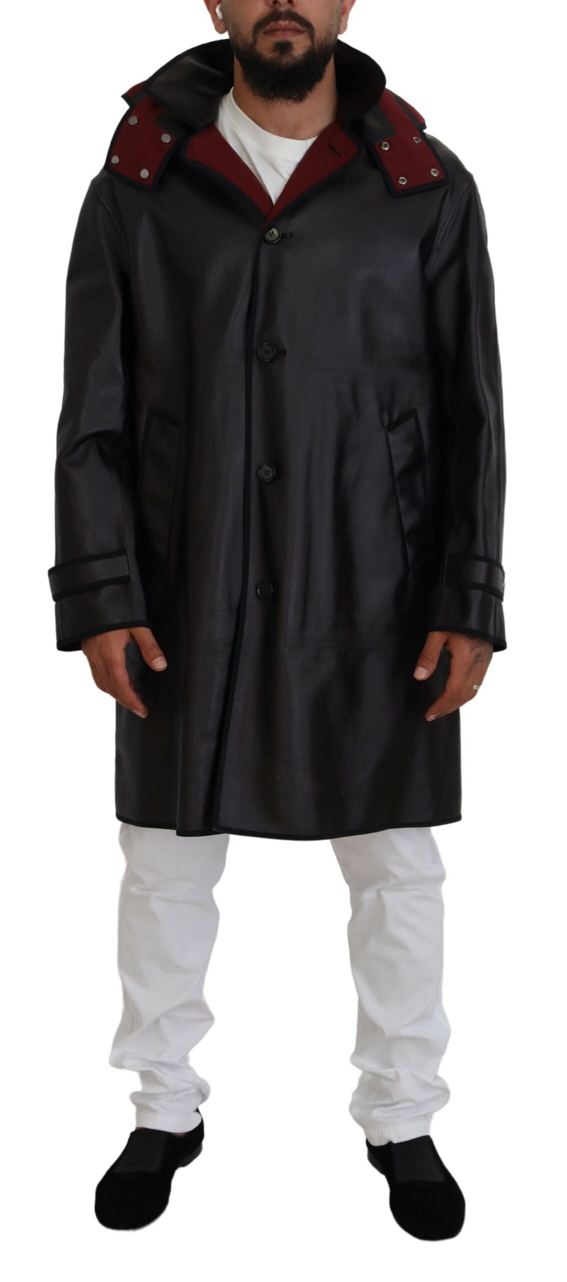 Dolce & Gabbana Schwarzer Trench-Kapuzenparka Baumwolljacke
