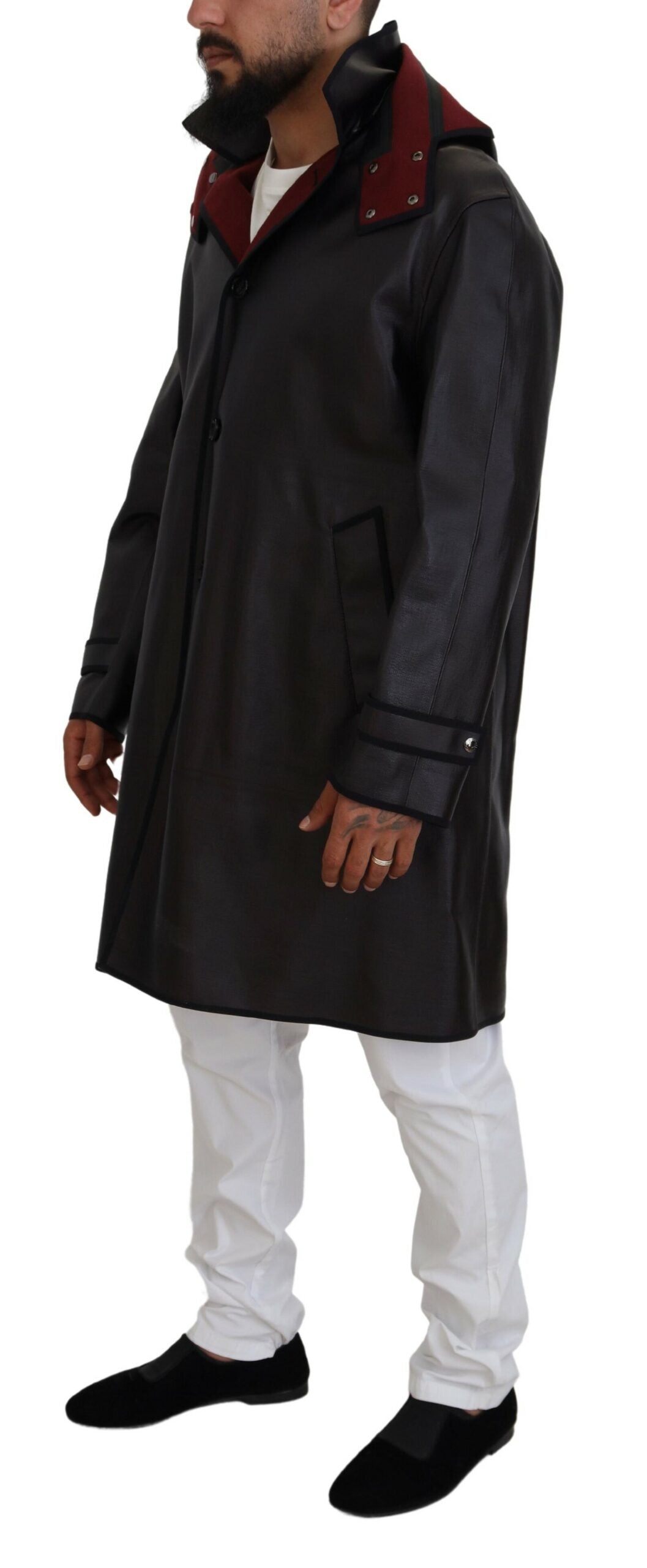 Dolce & Gabbana Schwarzer Trench-Kapuzenparka Baumwolljacke