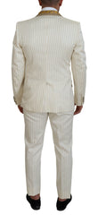 Dolce & Gabbana Off-White Gold Gestreifter Smoking im Slim Fit