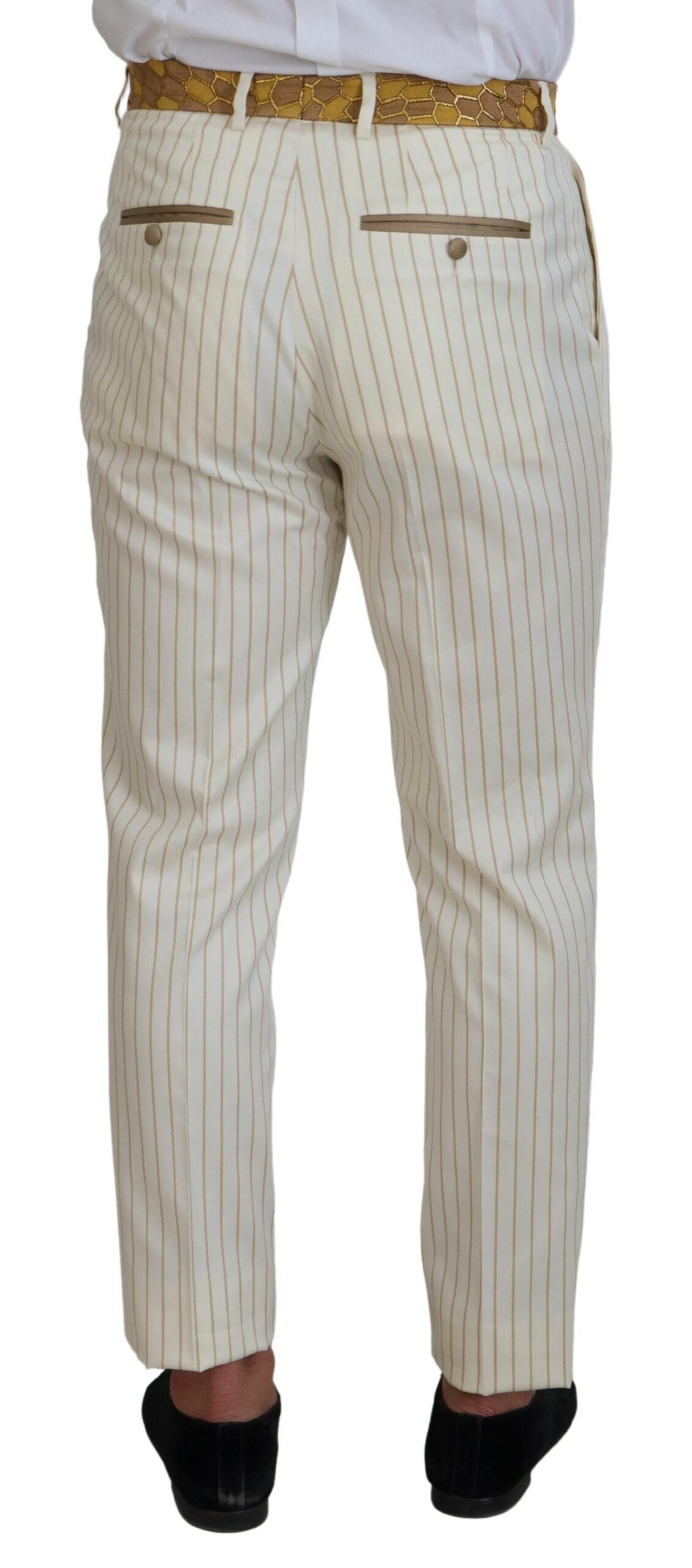 Dolce & Gabbana Off-White Gold Gestreifter Smoking im Slim Fit