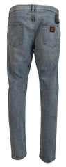 Dolce & Gabbana Blaue Waschung Slim Fit Jeans aus Baumwoll-Denim