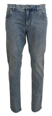 Dolce & Gabbana Blaue Waschung Slim Fit Jeans aus Baumwoll-Denim