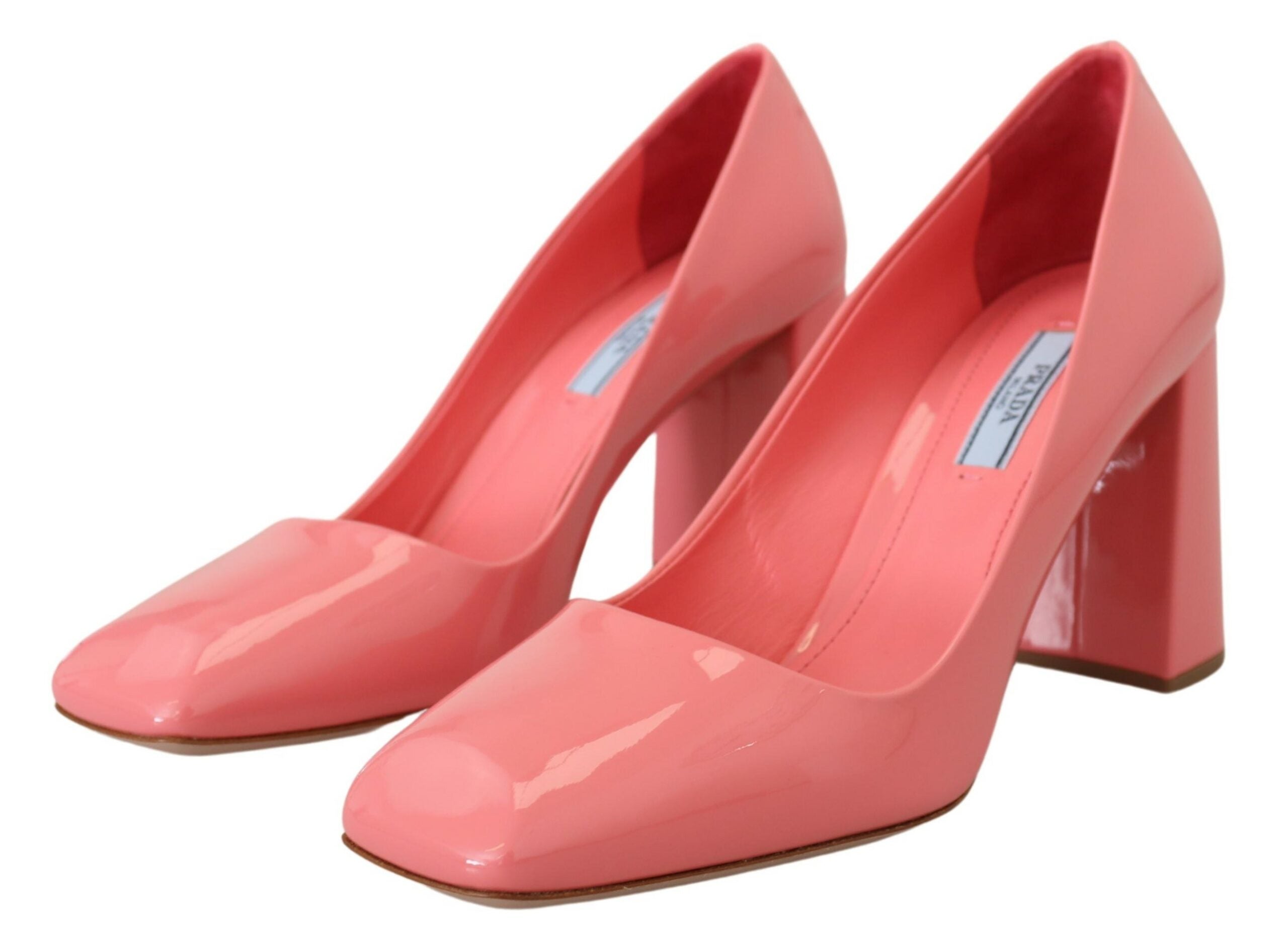 Prada Pumps Blockabsatz Lackleder Pink Klassisch
