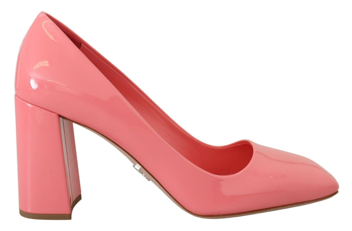 Prada Pumps Blockabsatz Lackleder Pink Klassisch