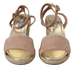 Prada Pink Suede Leather Ankle Strap Sandals
