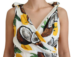 Dolce & Gabbana Witte Mini Schedejurk van Zijde met Kokosnootprint
