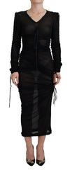 Dolce & Gabbana Zwarte Viscose Bodycon Kokerjurk Midi