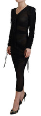 Dolce & Gabbana Zwarte Viscose Bodycon Kokerjurk Midi