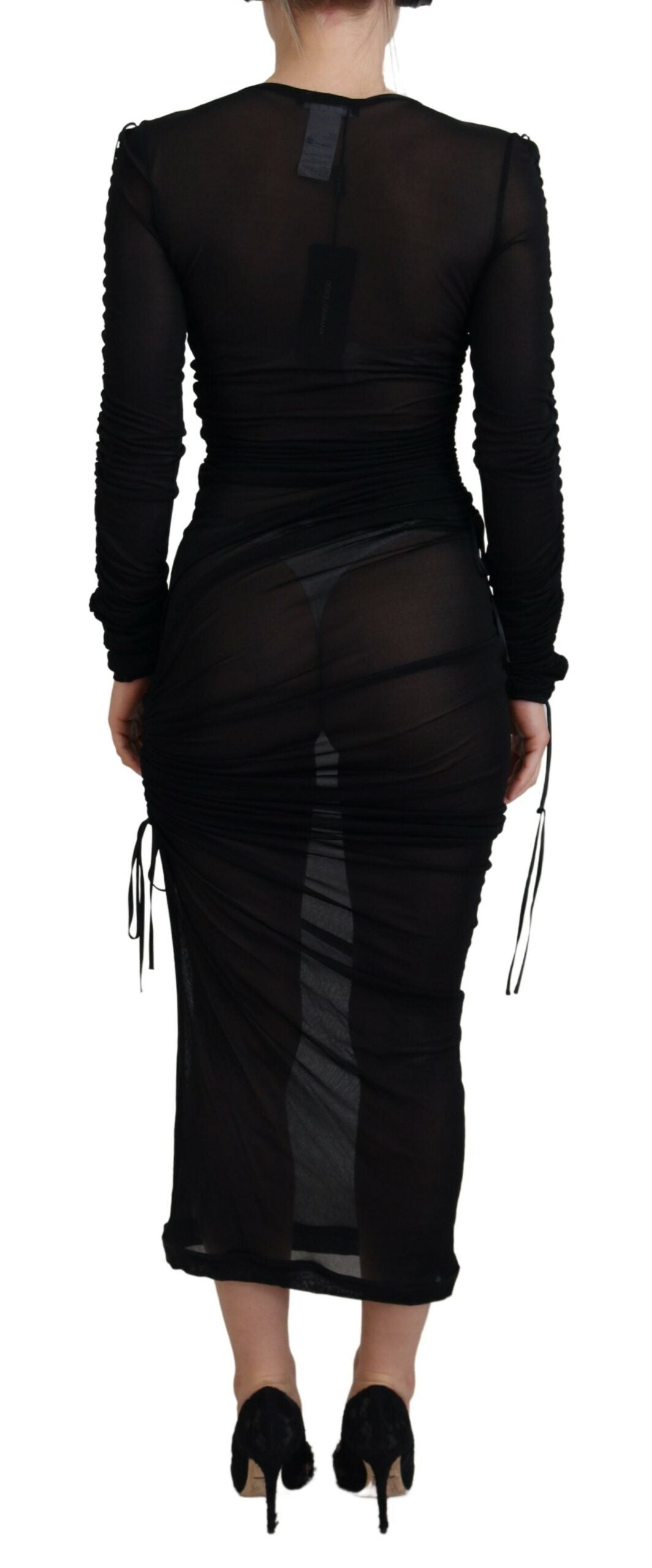 Dolce & Gabbana Zwarte Viscose Bodycon Kokerjurk Midi