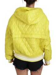 Dolce & Gabbana Gelbe Steppjacke mit Kapuze aus Nylon