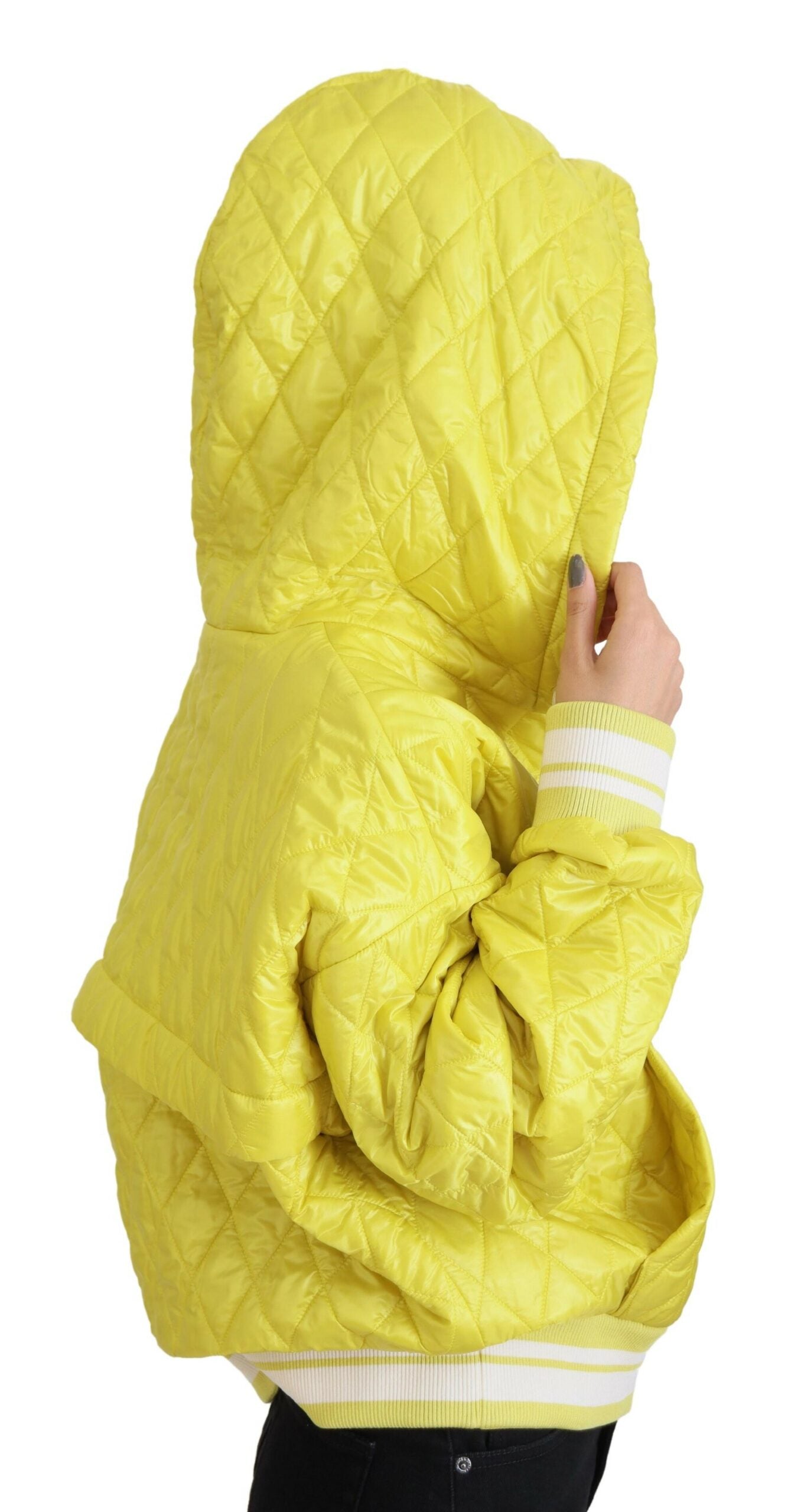 Dolce & Gabbana Gelbe Steppjacke mit Kapuze aus Nylon