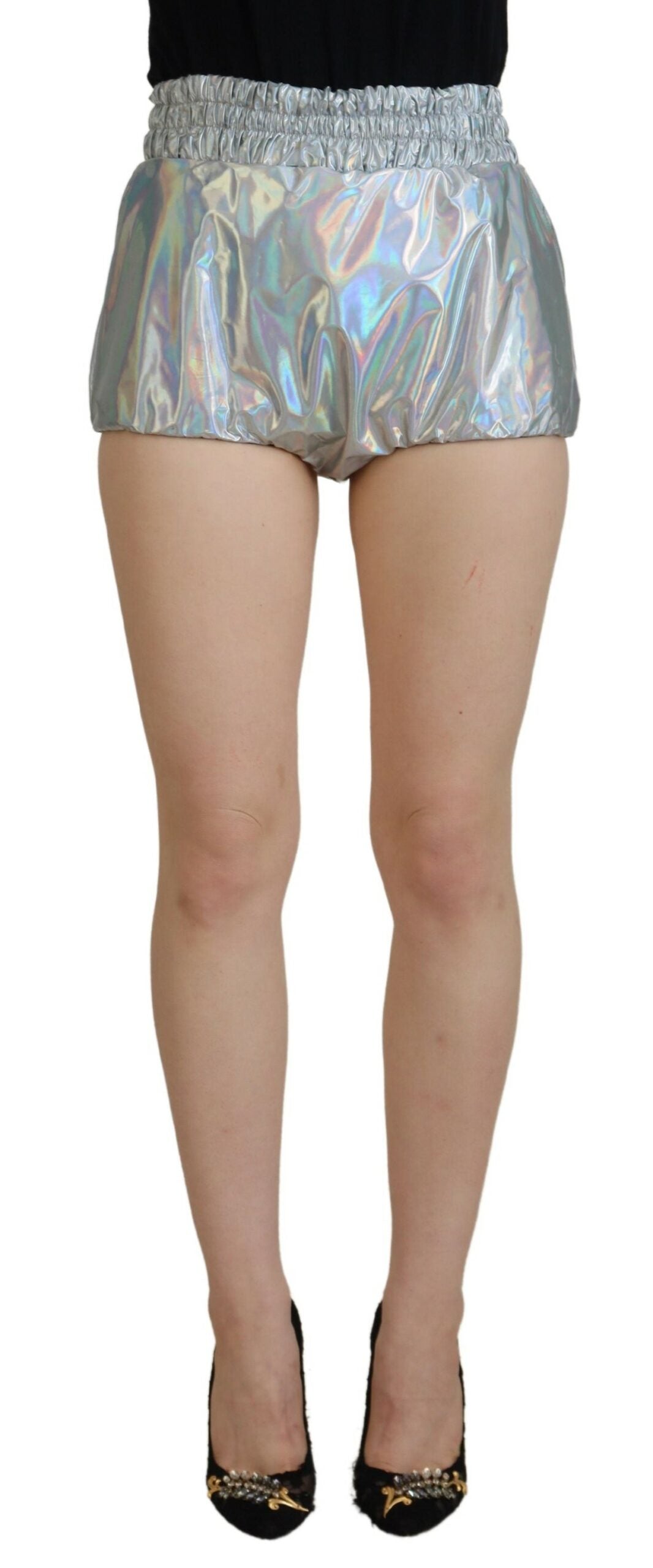 Dolce & Gabbana Silber Holografische High Waist Hot Pants Shorts