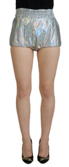 Dolce & Gabbana Silber Holografische High Waist Hot Pants Shorts