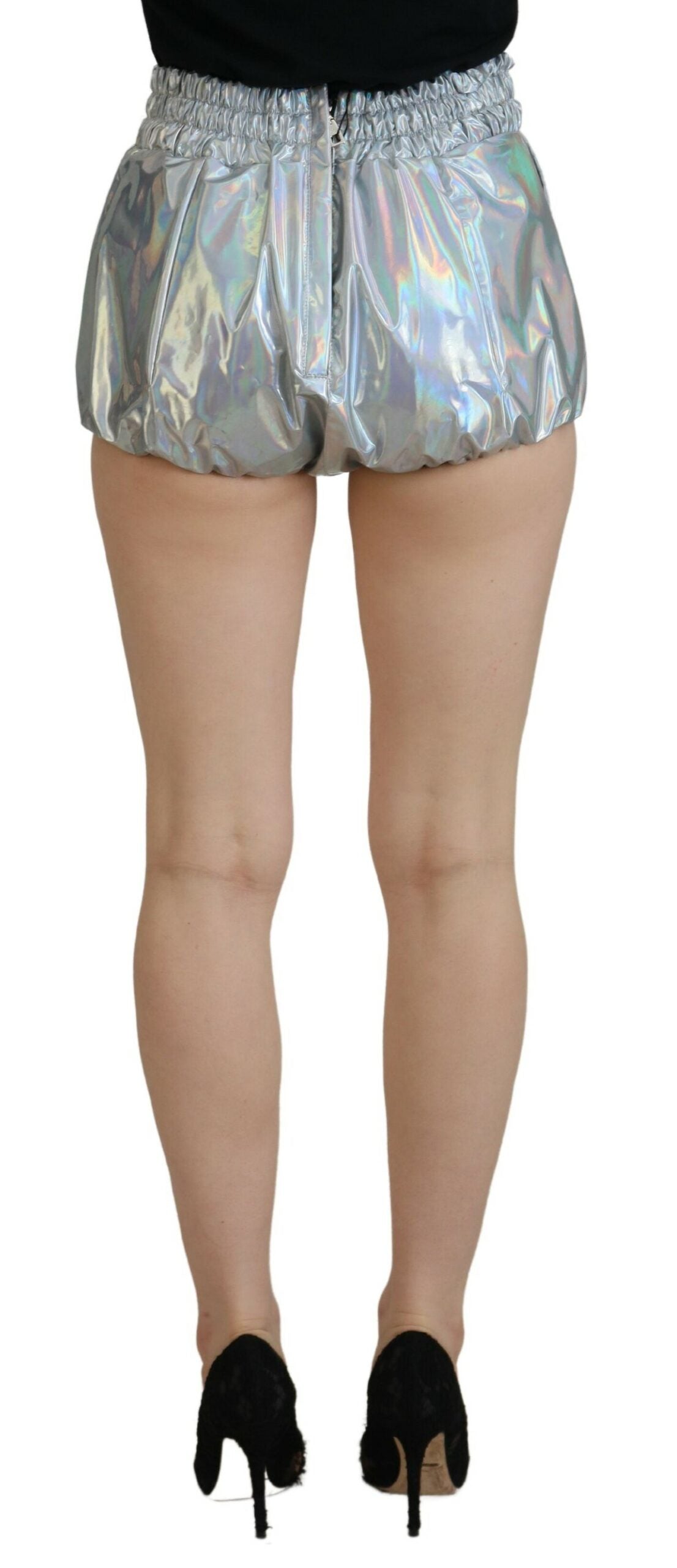 Dolce & Gabbana Silber Holografische High Waist Hot Pants Shorts