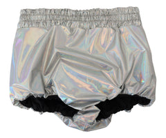 Dolce & Gabbana Silber Holografische High Waist Hot Pants Shorts