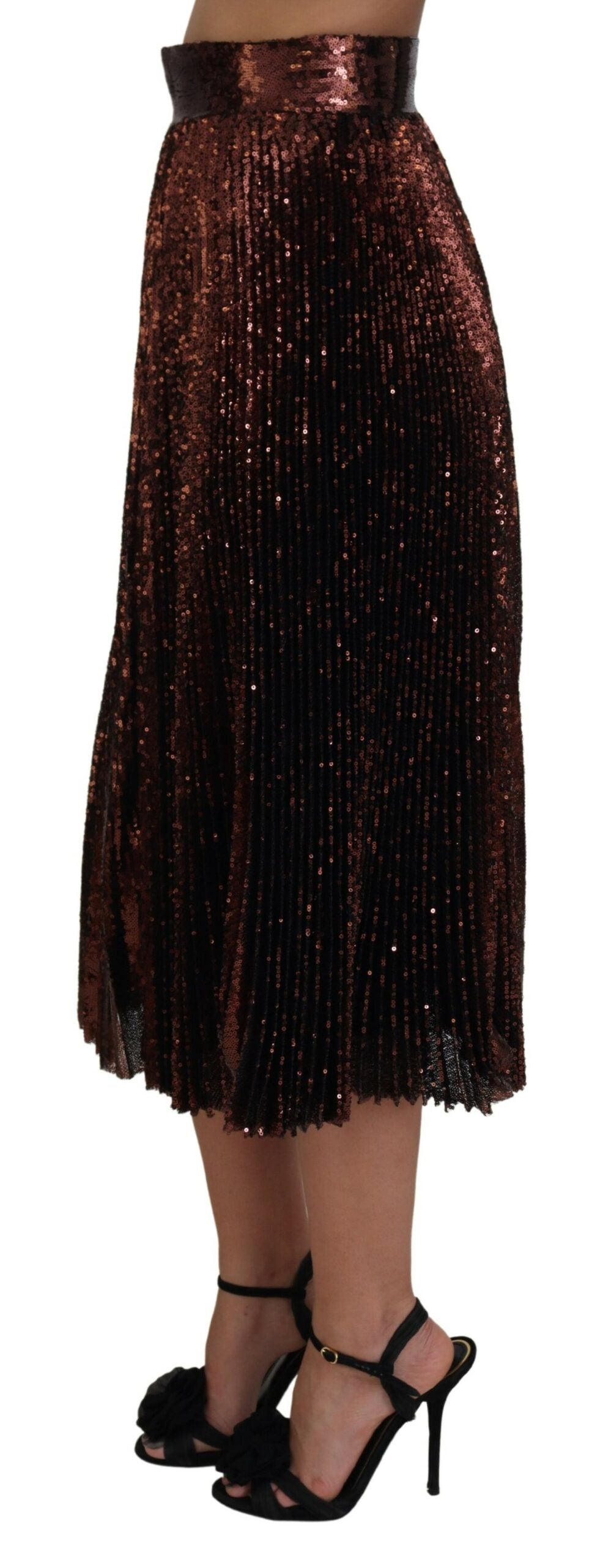 Dolce & Gabbana Maxirock mit hoher Taille, A-Linie und Bronzepailletten