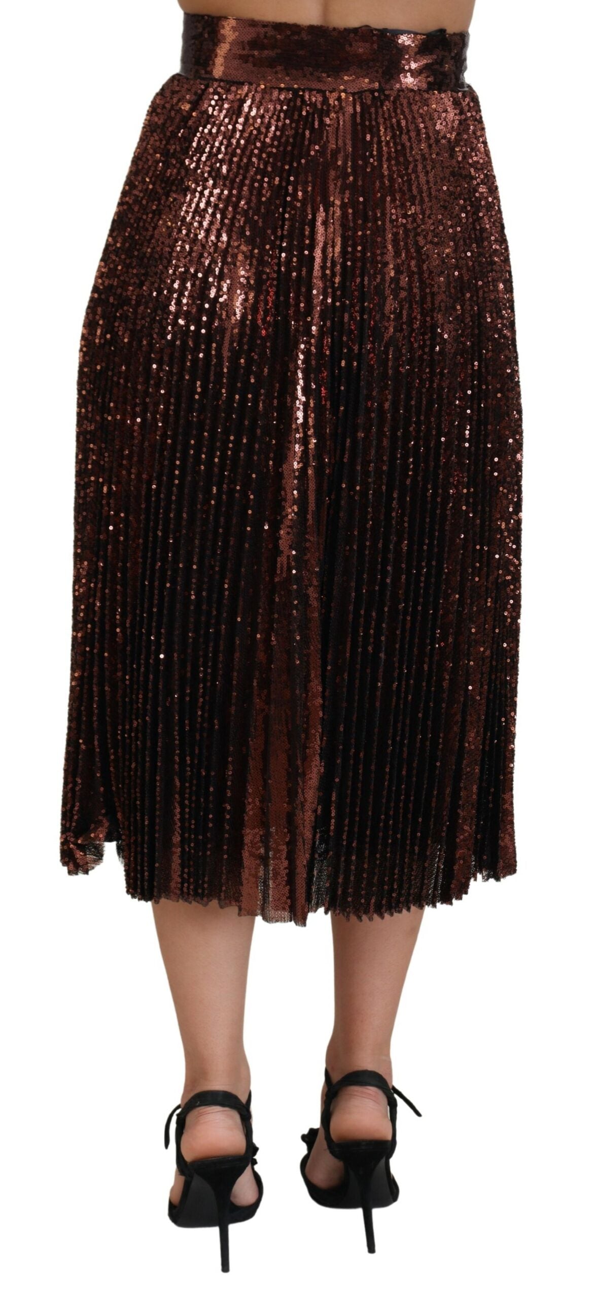 Dolce & Gabbana Maxirock mit hoher Taille, A-Linie und Bronzepailletten