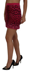 Dolce & Gabbana Pink Leopard A-Linien-Minirock mit hoher Taille