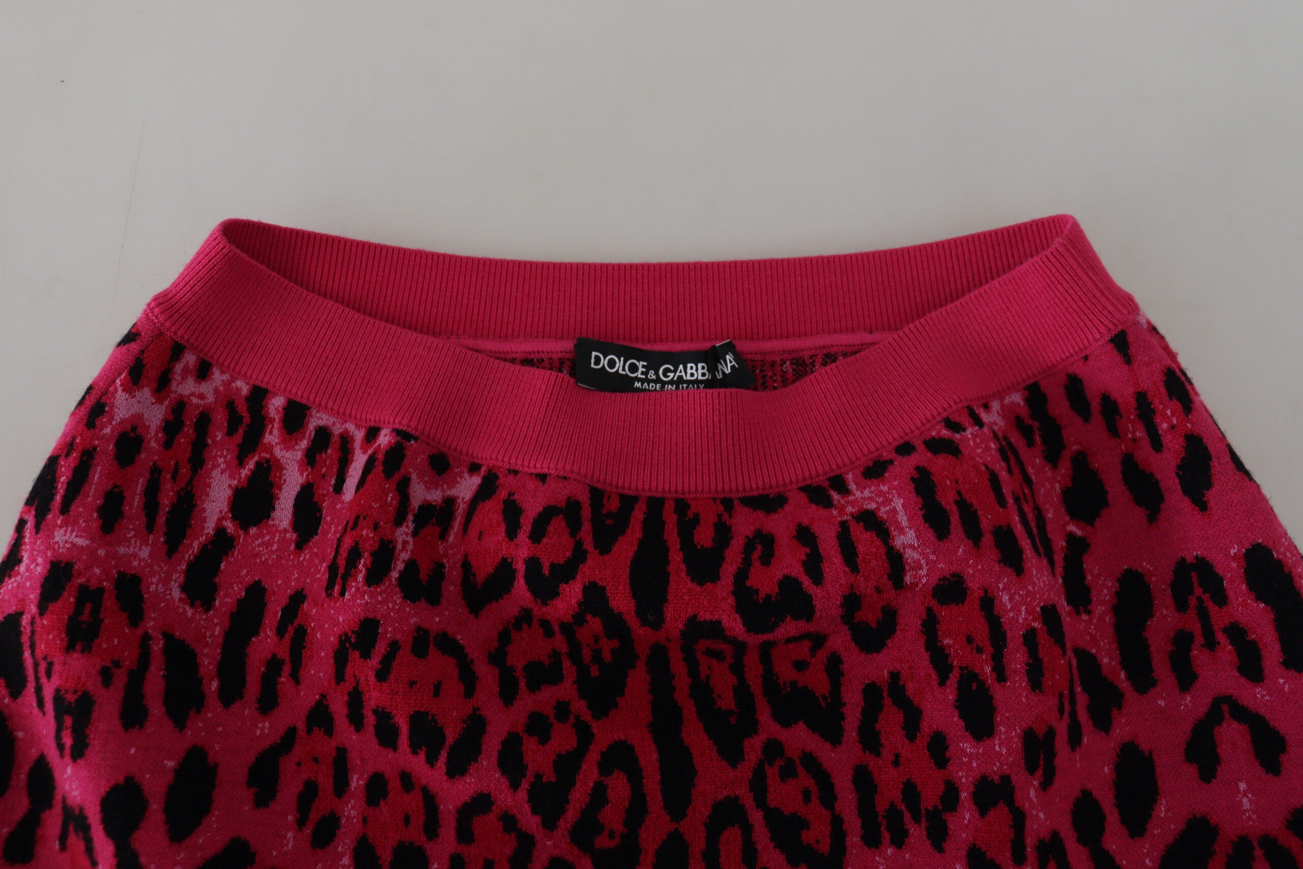 Dolce & Gabbana Pink Leopard A-Linien-Minirock mit hoher Taille