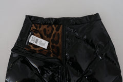 Dolce & Gabbana Shiny Black High Waist A-line Mini Skirt