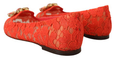 Dolce & Gabbana Rote Taormina Spitze Kristalle Ballerinas Schuhe