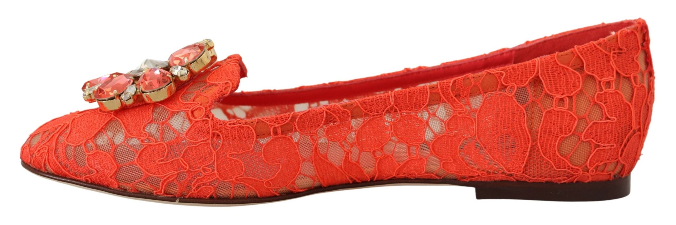 Dolce & Gabbana Rote Taormina Spitze Kristalle Ballerinas Schuhe