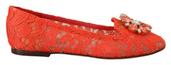 Dolce & Gabbana Rote Taormina Spitze Kristalle Ballerinas Schuhe