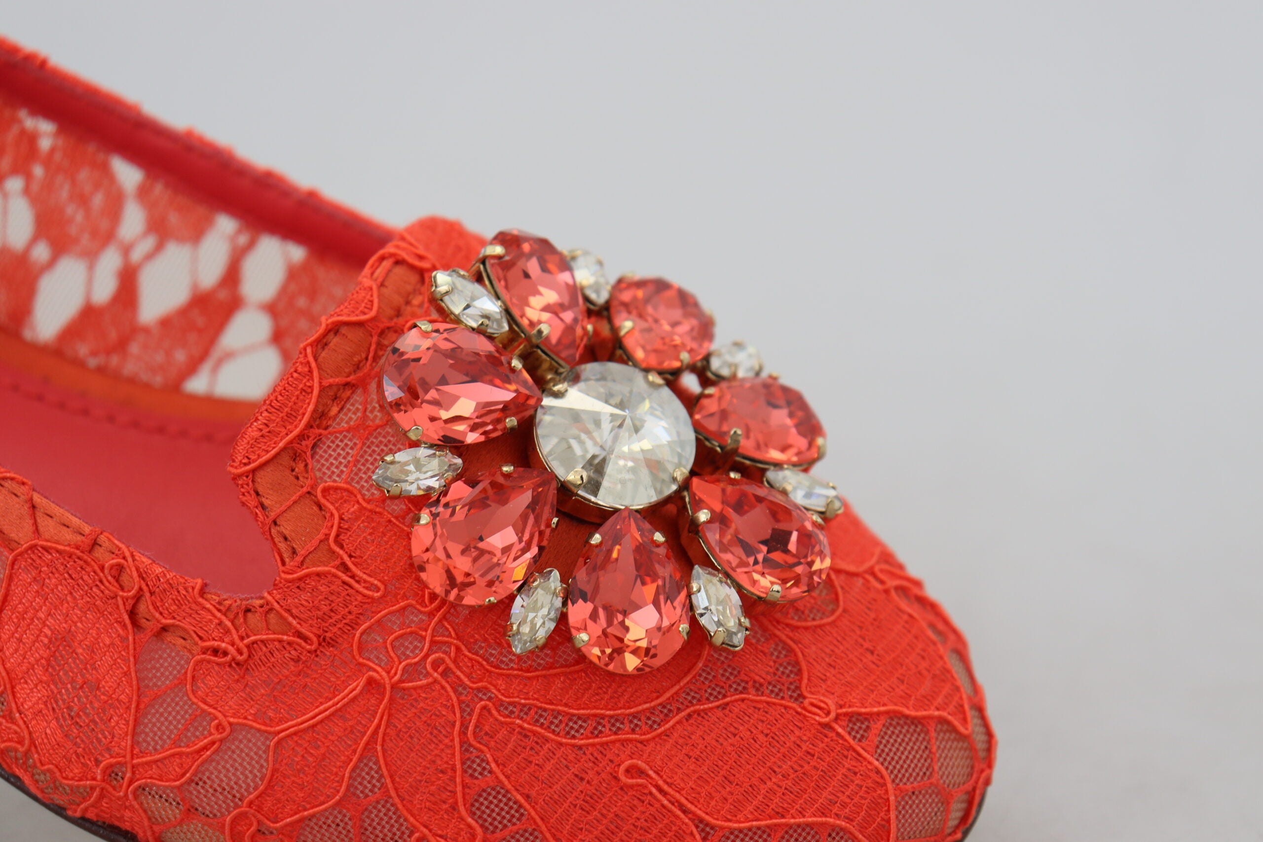 Dolce & Gabbana Rote Taormina Spitze Kristalle Ballerinas Schuhe
