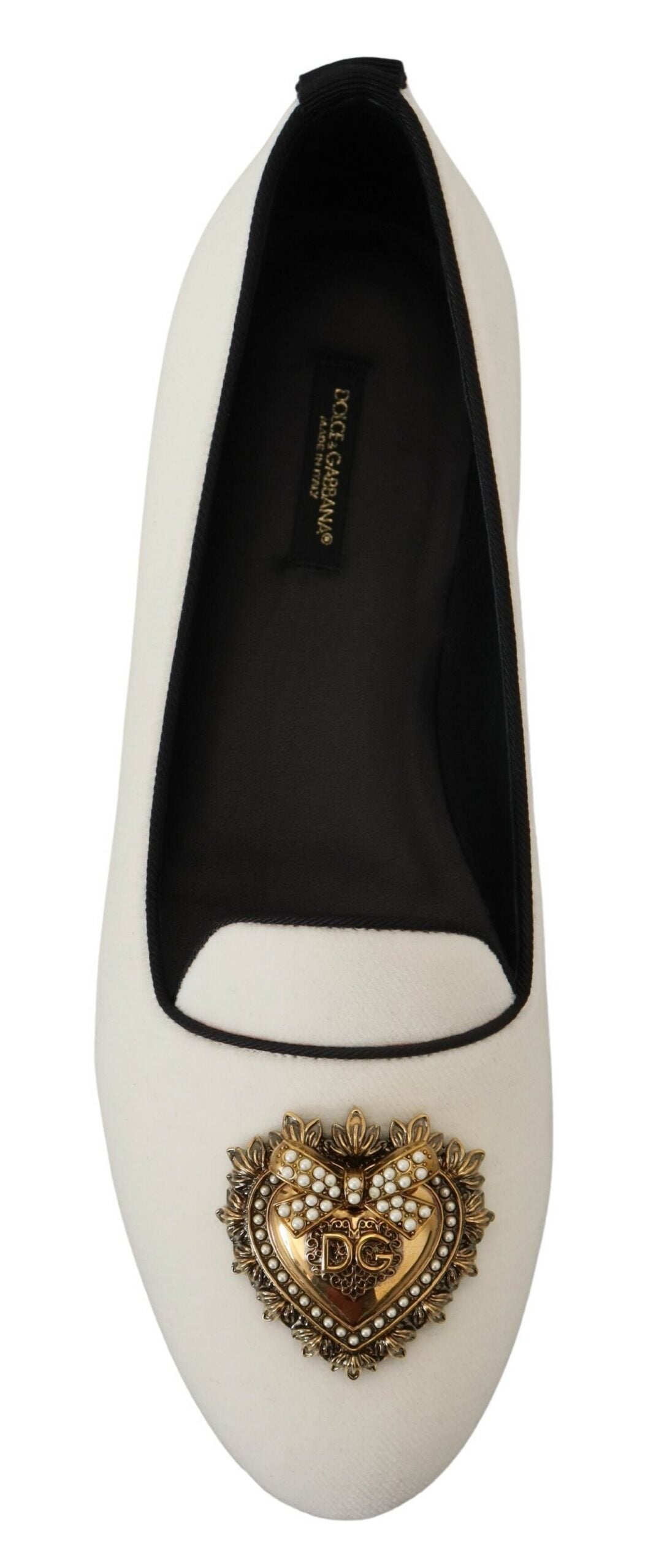 Dolce & Gabbana Weiße Samt Slipper Loafer Flats Schuhe