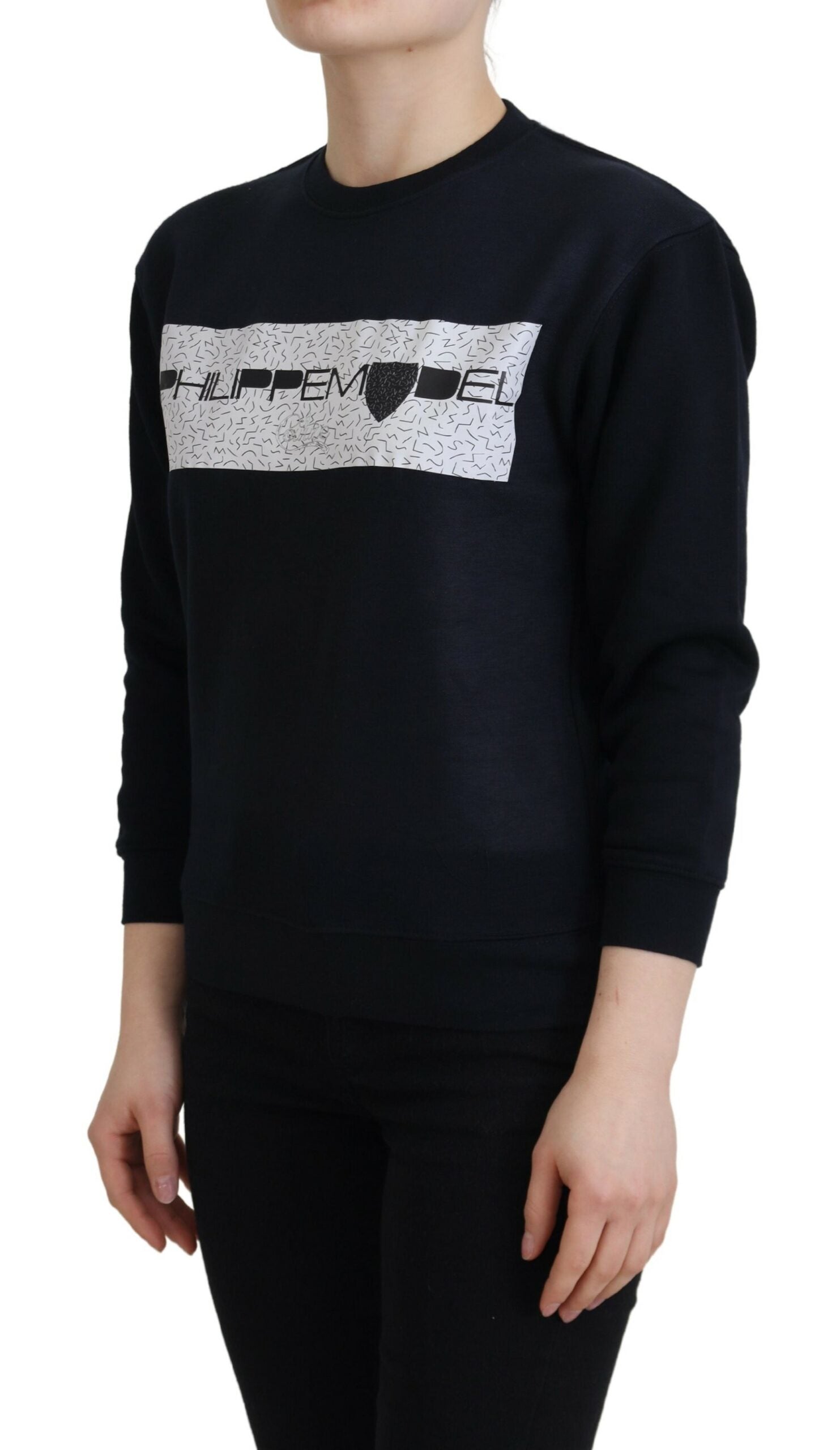 Philippe Model Schwarzer bedruckter Langarm-Pullover
