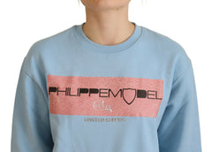 Philippe Model Lichtblauwe Sweater met Lange Mouwen en Logo-opdruk