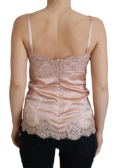 Dolce & Gabbana Pinkes Satin-Spitzen-Rosen-Tanktop Dessous