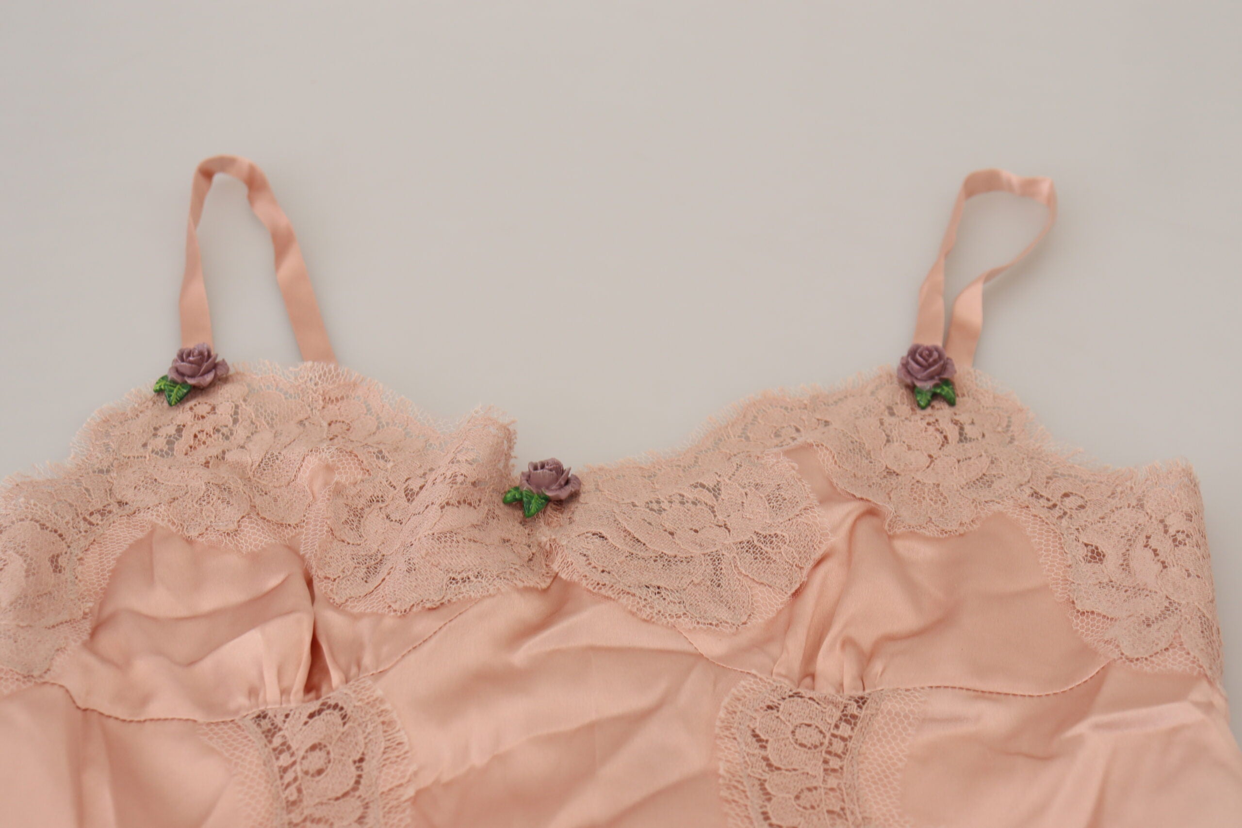 Dolce & Gabbana Pinkes Satin-Spitzen-Rosen-Tanktop Dessous