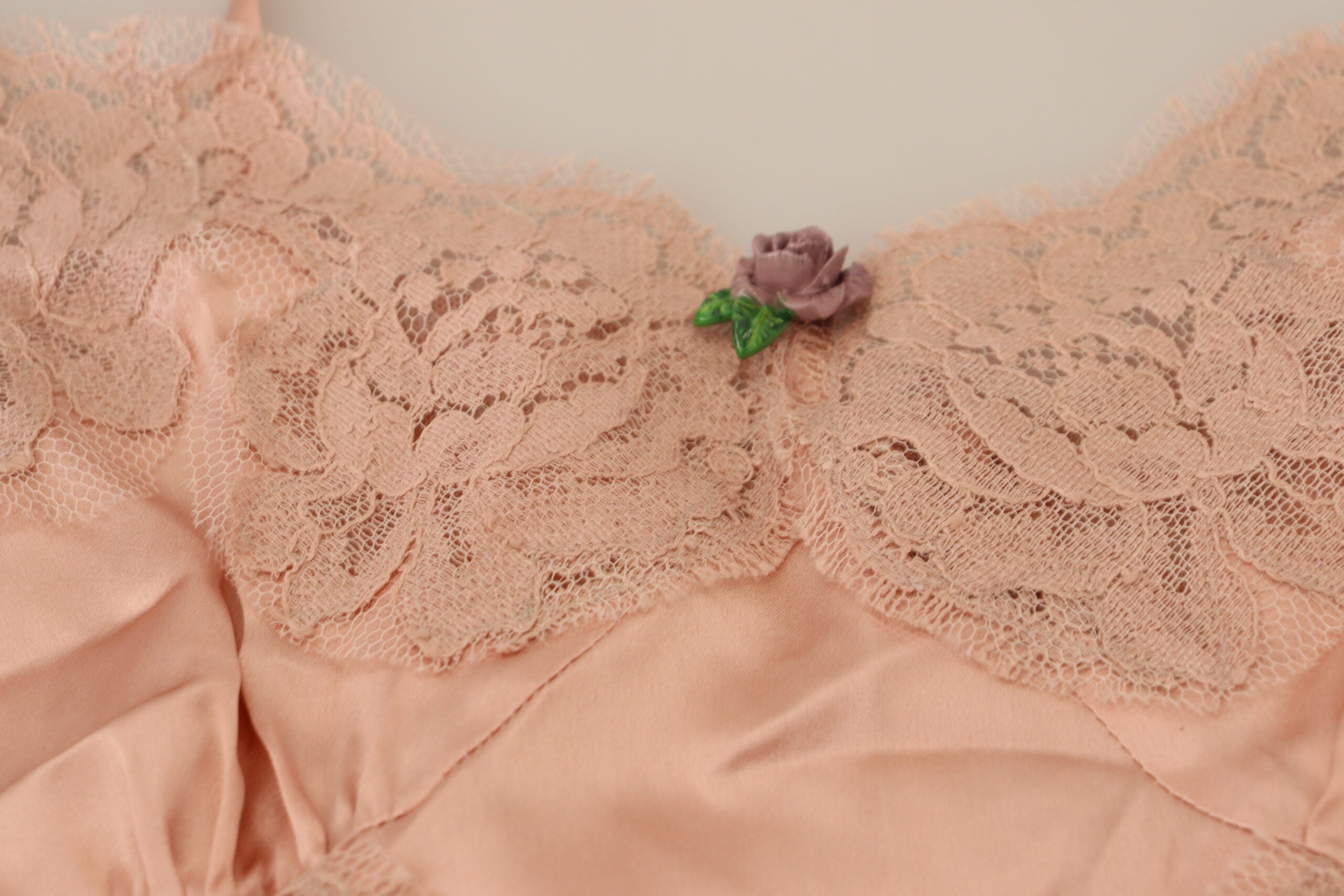 Dolce & Gabbana Pinkes Satin-Spitzen-Rosen-Tanktop Dessous