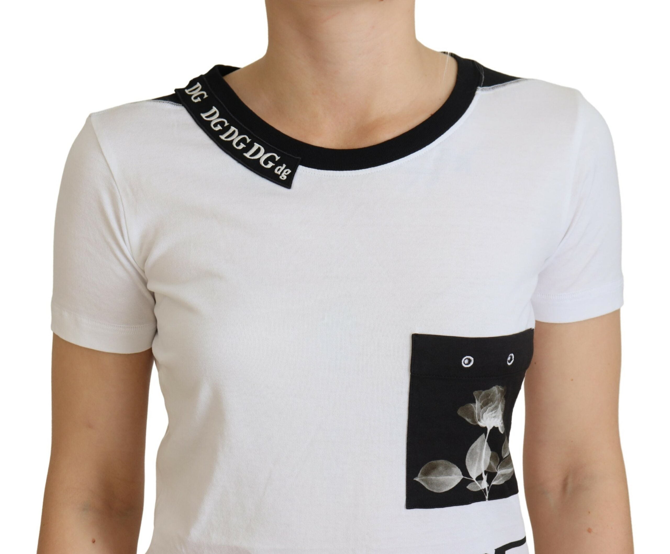 Dolce & Gabbana Weißes Baumwoll-T-Shirt Rundhals-T-Shirt