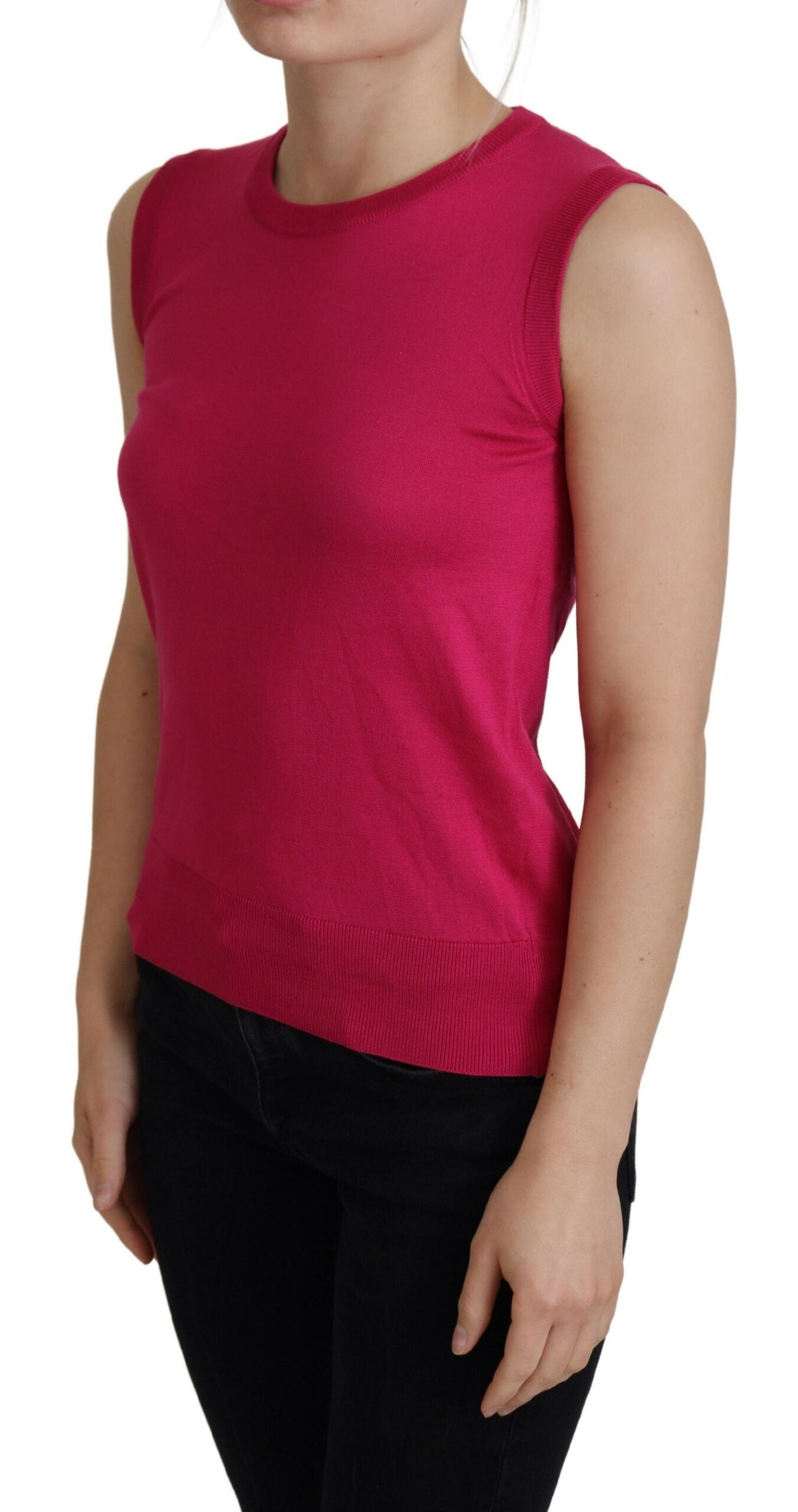 Dolce & Gabbana Rosa Seiden-Weste Pullover Rundhals-Tanktop