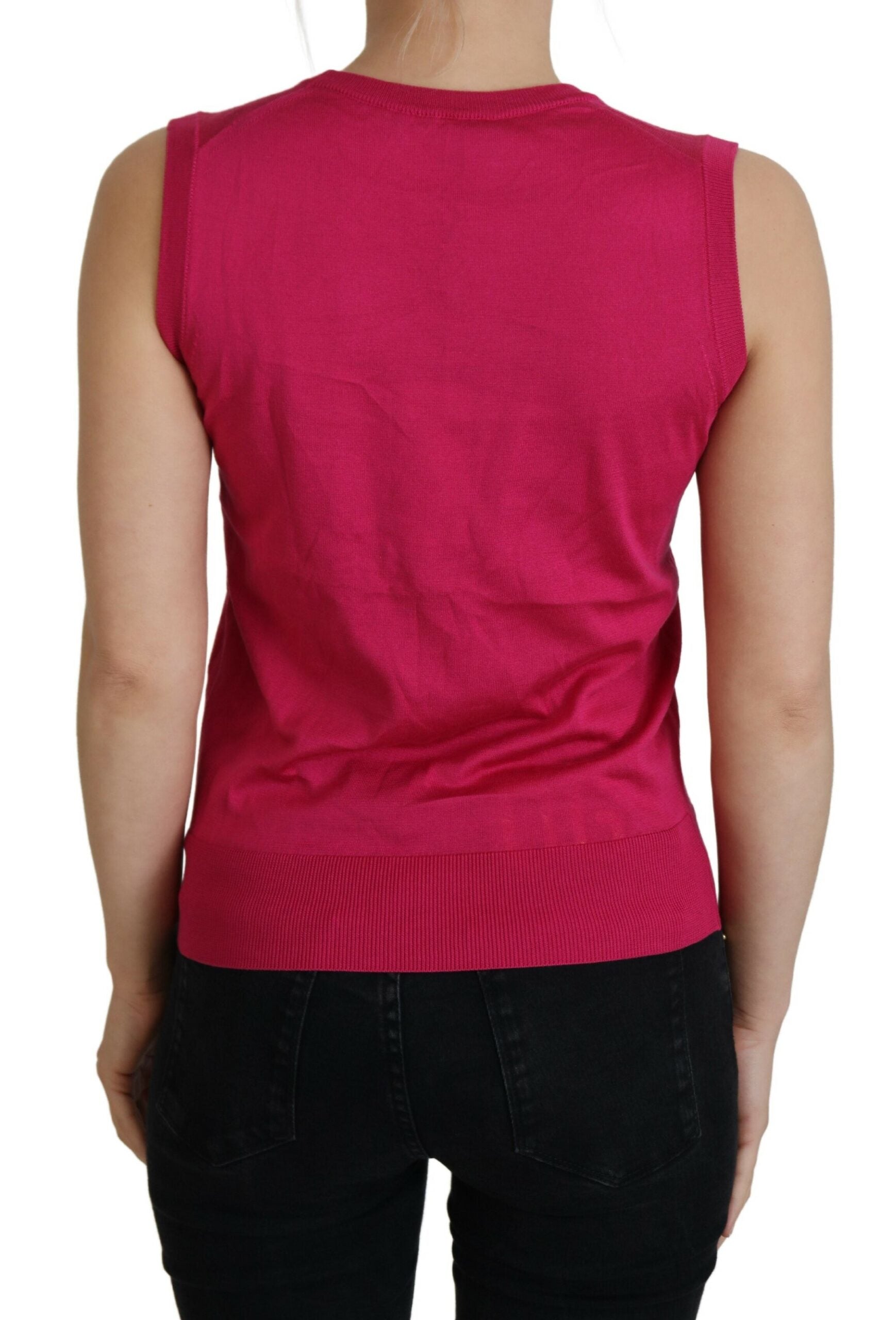 Dolce & Gabbana Rosa Seiden-Weste Pullover Rundhals-Tanktop