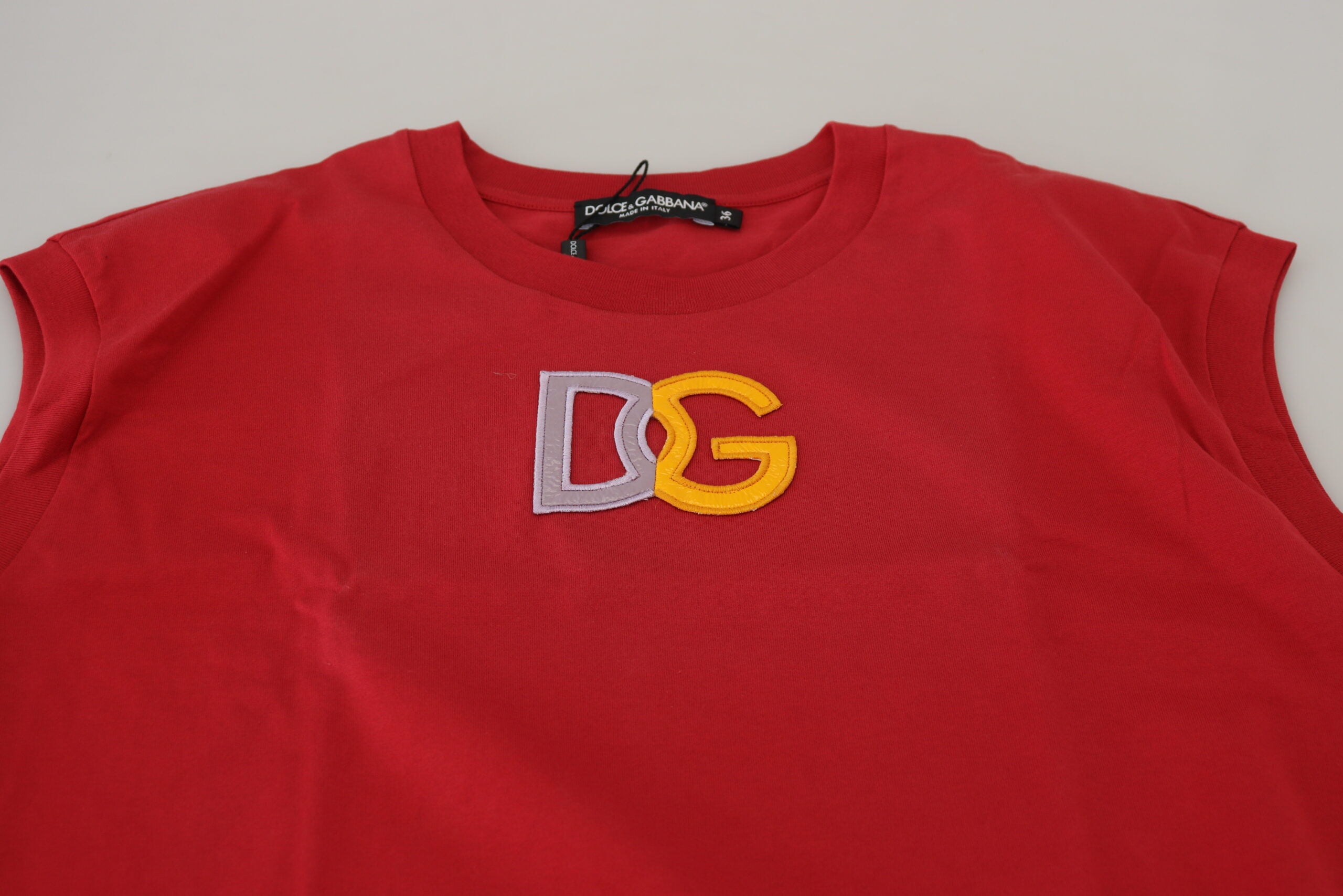 Dolce & Gabbana Rotes Baumwoll-Tanktop mit DG-Logo