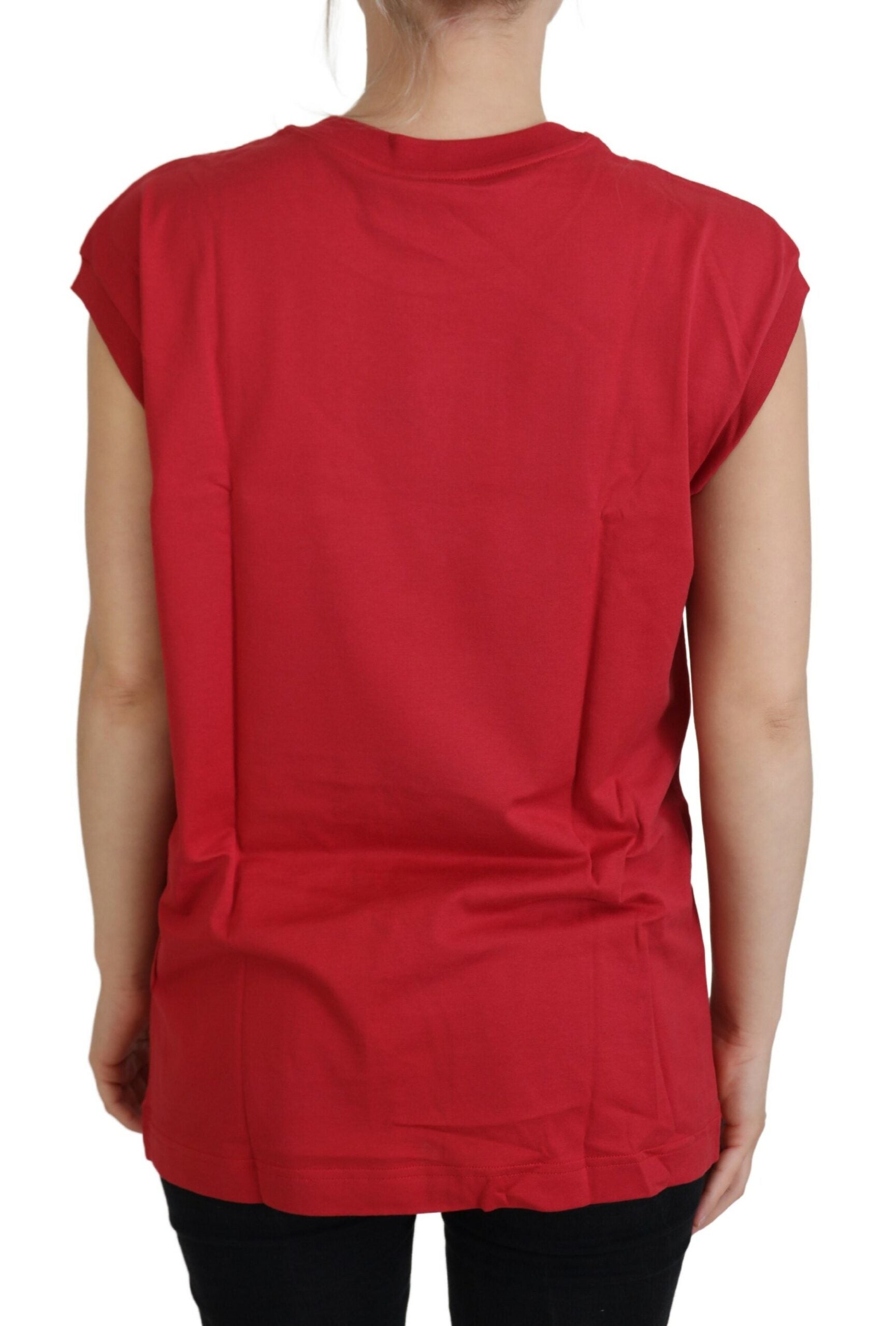 Dolce & Gabbana Rotes Baumwoll-Tanktop mit DG-Logo