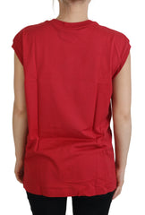 Dolce & Gabbana Rotes Baumwoll-Tanktop mit DG-Logo