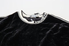 Dolce & Gabbana Schwarzer Samtpullover mit Rundhalsausschnitt