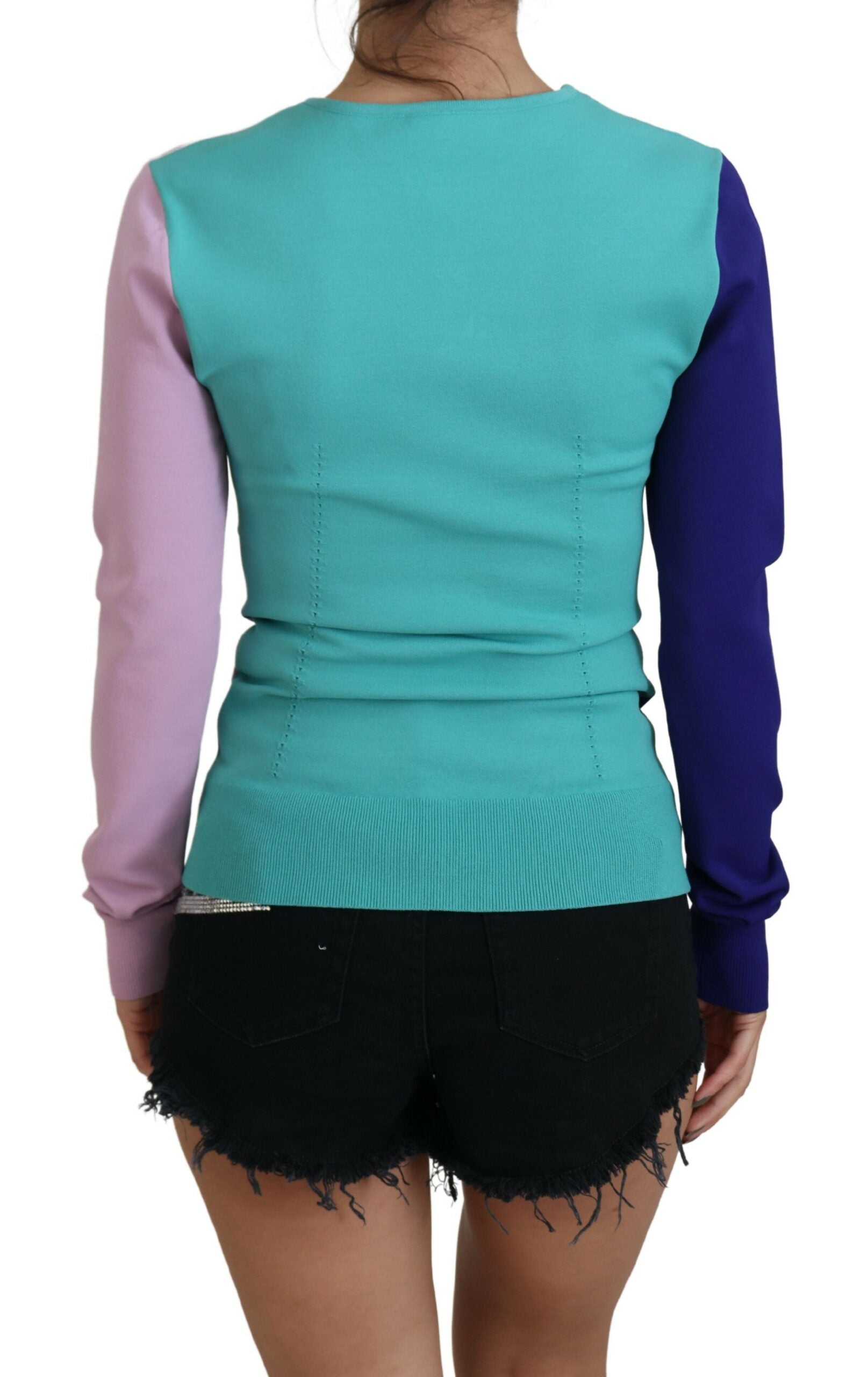 Dolce & Gabbana Pullover aus Viskose mit V-Ausschnitt, mehrfarbig, lange Ärmel