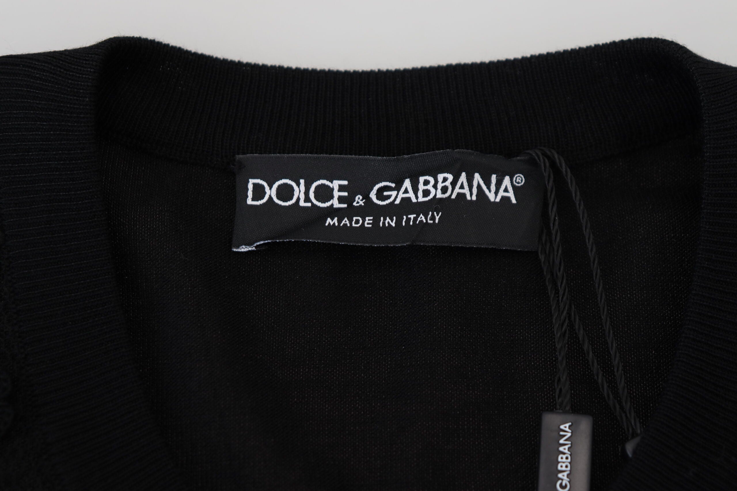 Dolce & Gabbana Schwarze floral gemusterte Strickjacke aus Spitze mit Knöpfen
