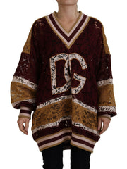 Dolce & Gabbana Pullover mit V-Ausschnitt aus mehrfarbiger Spitze