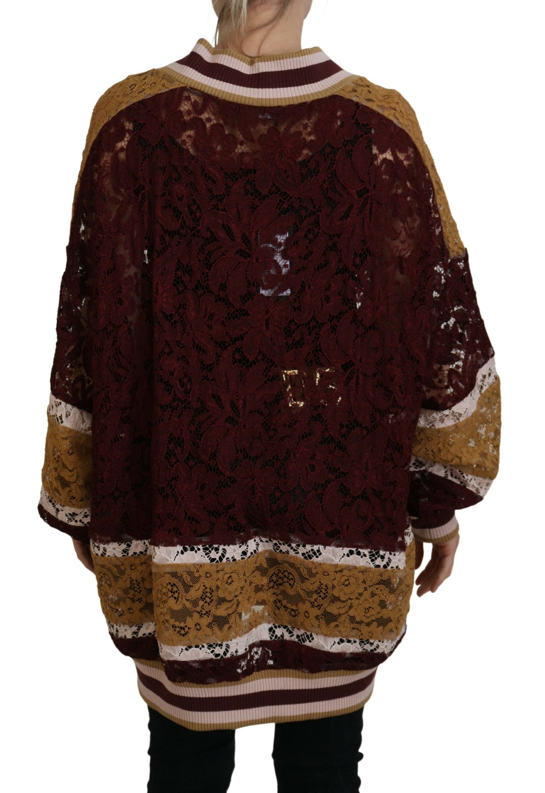 Dolce & Gabbana Pullover mit V-Ausschnitt aus mehrfarbiger Spitze