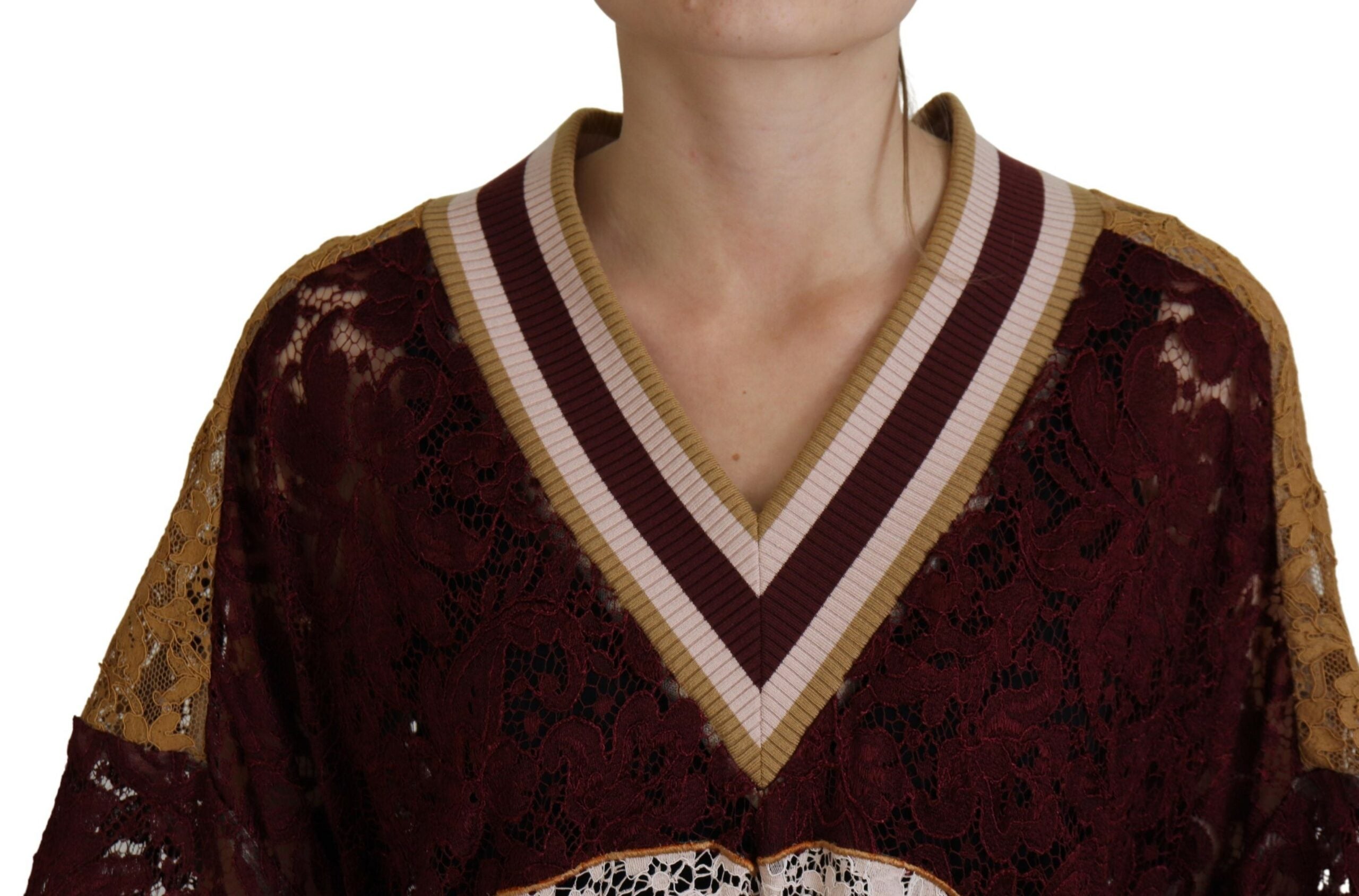 Dolce & Gabbana Pullover mit V-Ausschnitt aus mehrfarbiger Spitze
