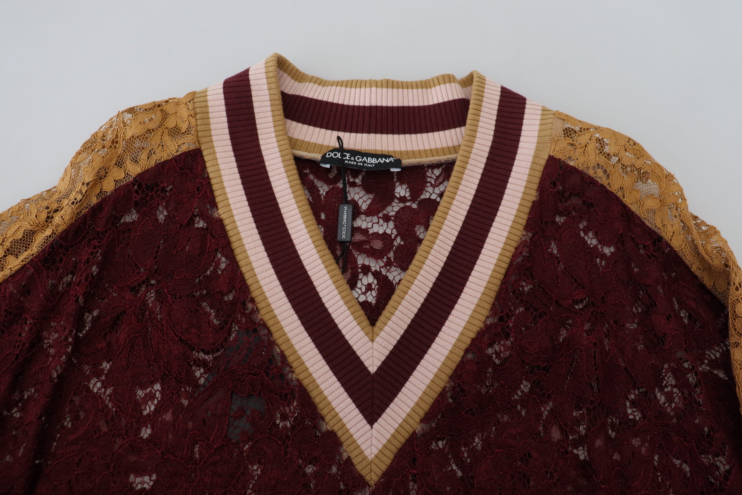 Dolce & Gabbana Pullover mit V-Ausschnitt aus mehrfarbiger Spitze